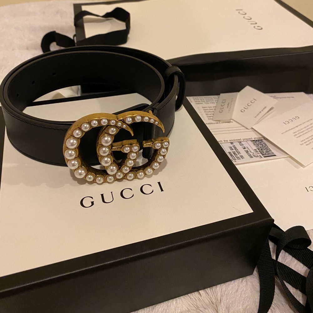 Auth Pearl Gucci Belt